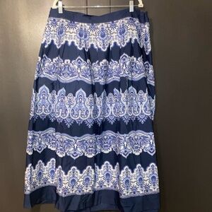 Elegant Blue and White Patterned Skirt